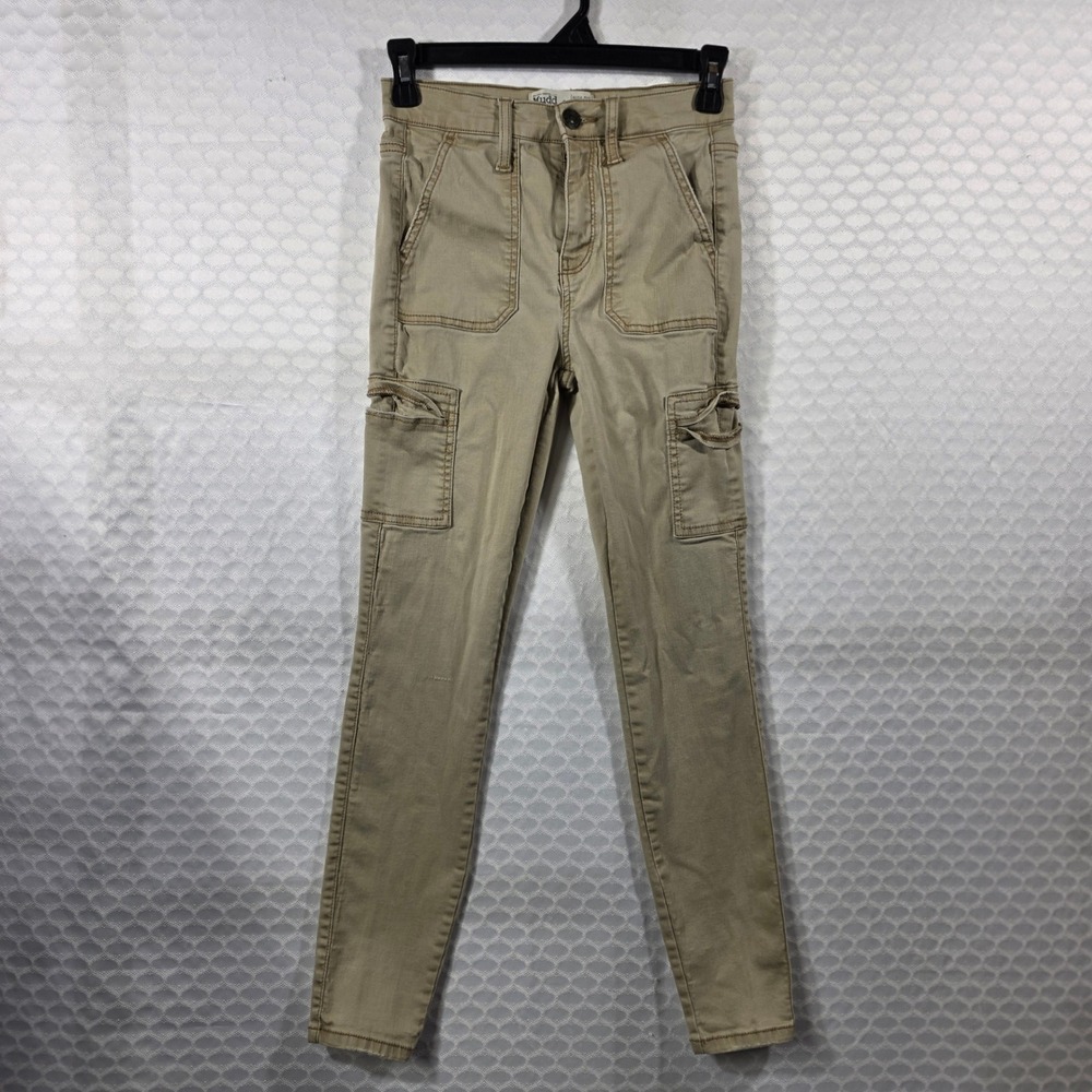 Mudd High Rise Utility Jegging Khaki Tan Cargo Stretch Pants Size 3 JM93X015R